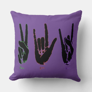 Friedensliebe Rock Weiße Hand Symbole Wurfkissen 2 Kissen