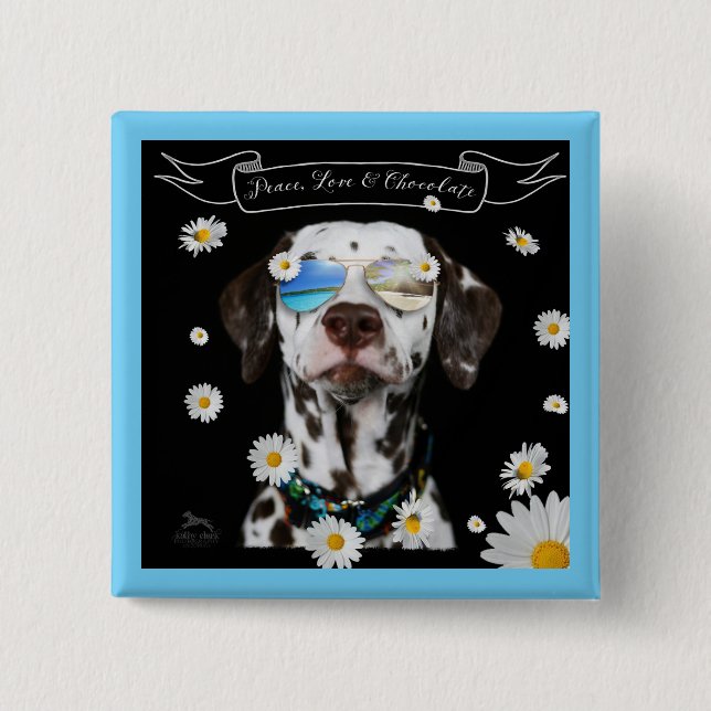 FriedensLiebe-Schokoladen-Dalmatiner Button (Vorderseite)