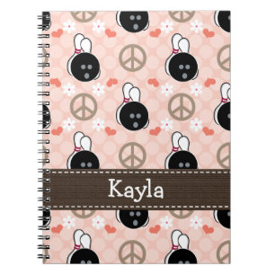 FriedensLiebe-Schüssel-Bowlings-gewundenes Notizblock