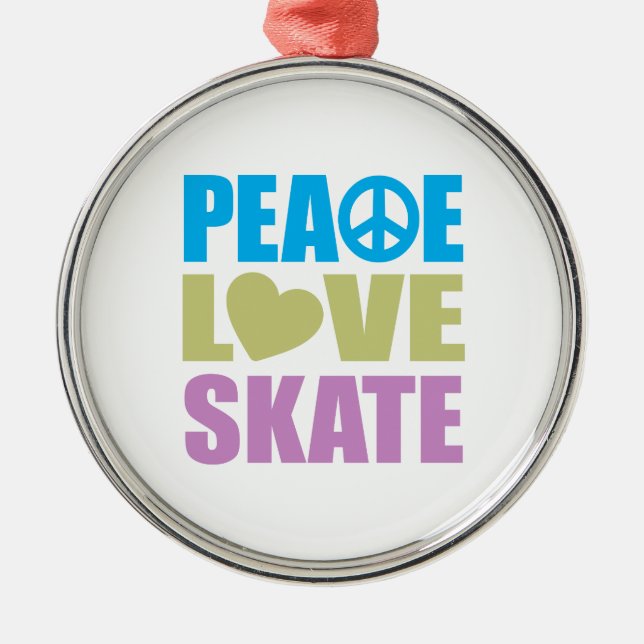 FriedensLiebe-Skate Silbernes Ornament (Vorne)