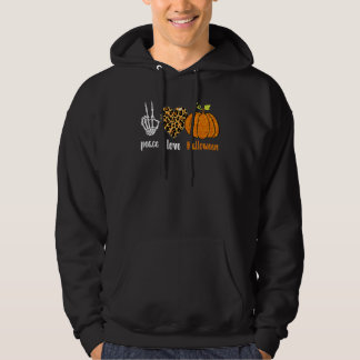 Friedensliebe Skelett Herbst Kürbis Leopard Hallow Hoodie