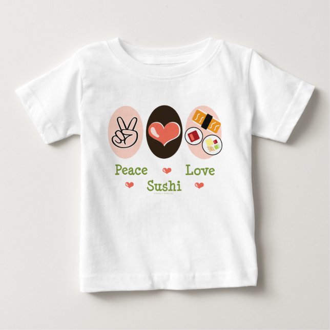 FriedensLiebe-Sushi-Säuglings-langes Baby T-shirt (Vorderseite)