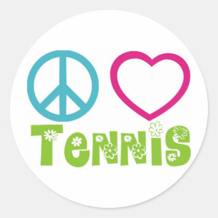 FriedensLiebe-Tennis Runder Aufkleber