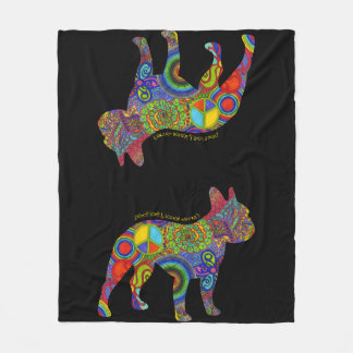 "FriedensLiebe u. Boston-Terrier-" Pop-Kunst-Decke Fleecedecke