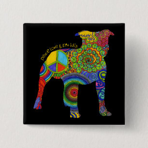 "FriedensLiebe-u. -gruben-Stier" Pop-Kunst-Knopf Button