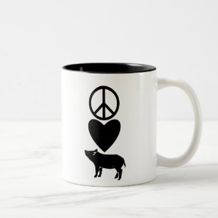 FriedensLiebe u. Schwein-Tasse Zweifarbige Tasse