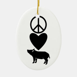 FriedensLiebe u. Schwein-Verzierung Keramik Ornament