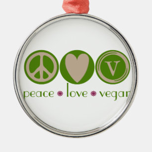 FriedensLiebe vegan Silbernes Ornament