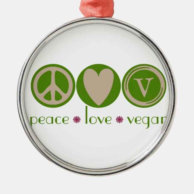 FriedensLiebe vegan Silbernes Ornament (Vorne)