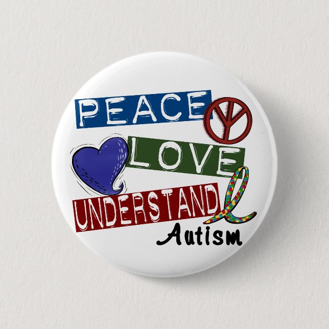 FRIEDENSLiebe VERSTEHEN Autismus-T - Shirts Button (Vorderseite)