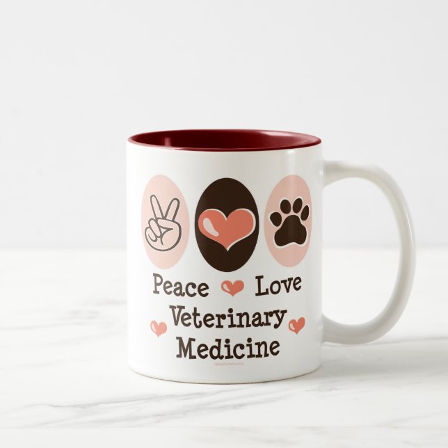 FriedensLiebe-Veterinärmedizin-Tasse Zweifarbige Tasse (Rechts)