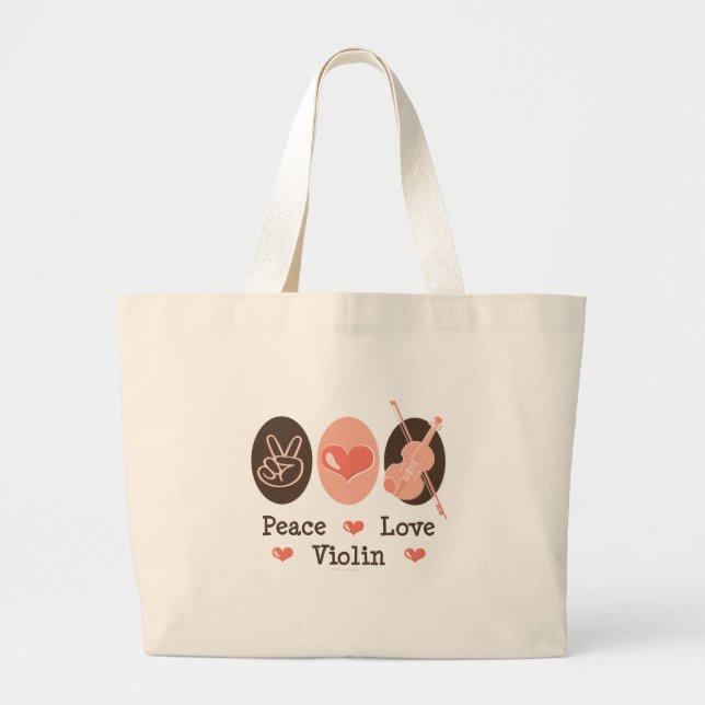 FriedensLiebe-Violinen-Musik-Tasche Jumbo Stoffbeutel (Vorne)