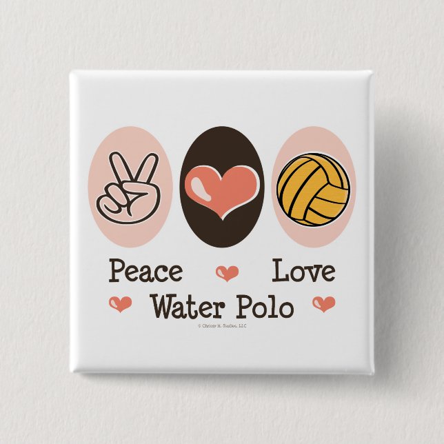 FriedensLiebe-Wasser-Polo-Knopf Button (Vorderseite)