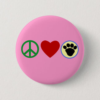 FriedensLiebe-Welpen-Tatzen-T-Shirts, Geschenke Button