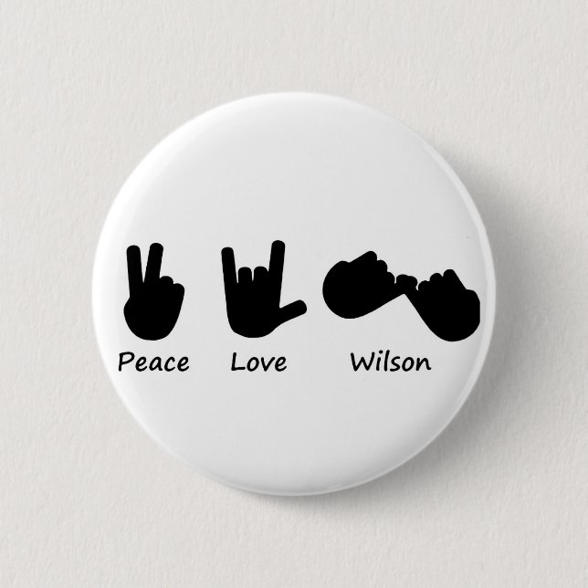 FriedensLiebe Wilson Button (Vorderseite)