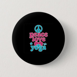 Friedensliebe Yoga Retro-Lotus-Herz Grafik Kunst Button