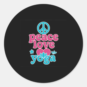 Friedensliebe Yoga Retro-Lotus-Herz Grafik Kunst Runder Aufkleber