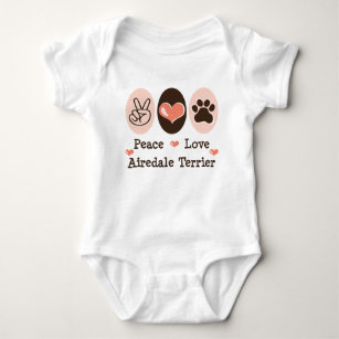FriedensLiebeairedale-Terrier-Säuglings-Strampler Baby Strampler