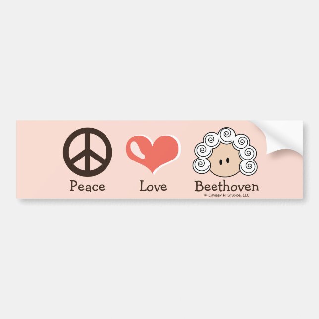 FriedensLiebebeethoven-Autoaufkleber-Rosa Brown Autoaufkleber (Vorne)