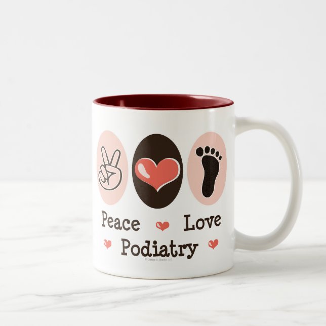 FriedensLiebepodiatry-Fußarzt-Tasse Zweifarbige Tasse (Rechts)