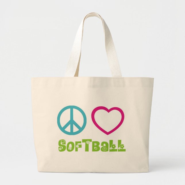 FriedensLiebeSoftball Jumbo Stoffbeutel (Vorne)