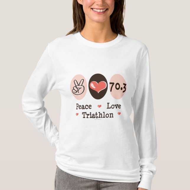 FriedensLiebetriathlon-langes Hülsen-T-Shirt T-Shirt (Vorderseite)