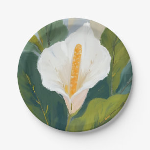 Friedenslilie Blumenmalerei Wasserfarbe Floral Pappteller