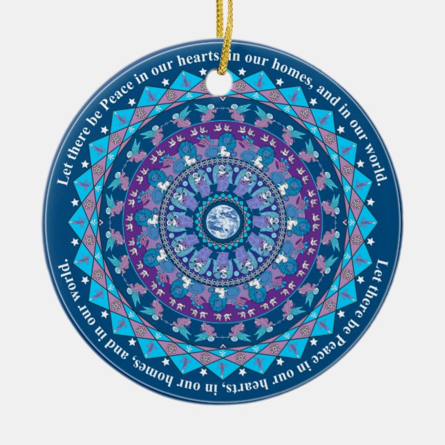 FriedensMandala-Weihnachtsverzierung Keramik Ornament (Vorne)