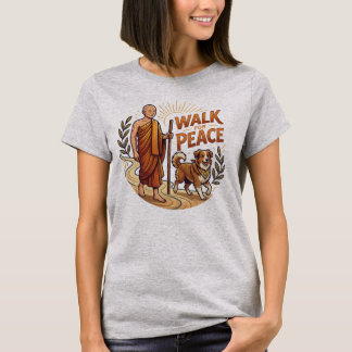 Friedensmarsch, Vintage-Buddhistermönch und Hund T-Shirt