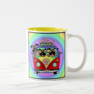 FriedensMops-Regenbogen-Tasse Zweifarbige Tasse