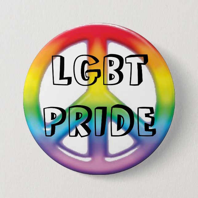 Friedensregenbogen, LGBT STOLZ Button (Vorderseite)