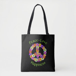 Friedensschild Blumenfrieden Liebe Glück Tote Tasc Tasche