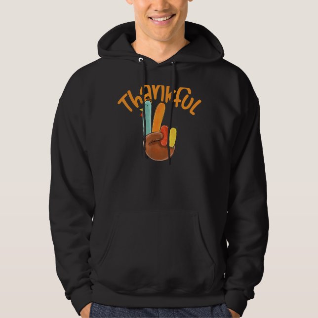 Friedensschild Dankbarkeit Erntedank der Türkei Hoodie (Vorderseite)