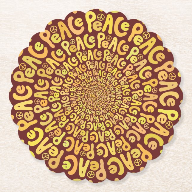 Friedensschild Spiralgelb orange borange rot Untersetzer (Vorderseite)