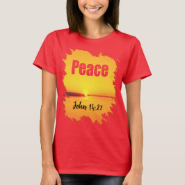 Friedensschriftzug Glühender Sonnenuntergang T-Shi T-Shirt
