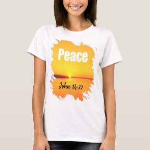 Friedensschriftzug Glühender Sonnenuntergang T-Shi T-Shirt