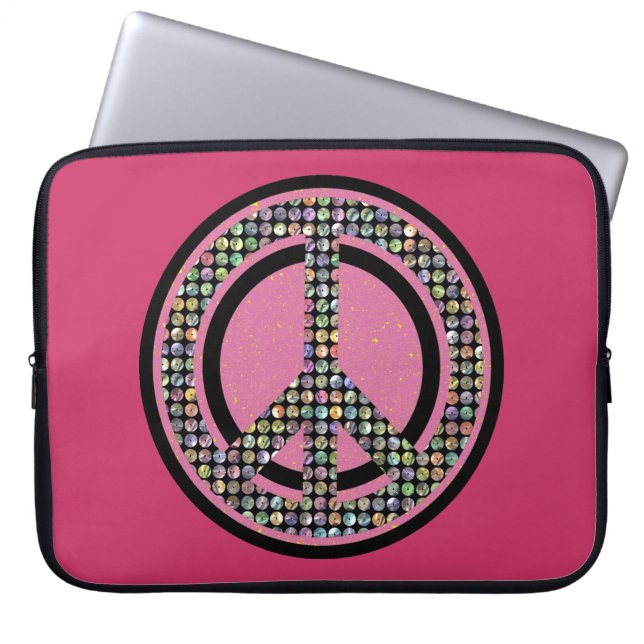 FRIEDENSSEQUINED ROSA Laptop-Hülse Laptopschutzhülle (Vorderseite)