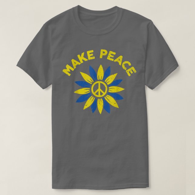 Friedenssonnenblume ukrainische Flagge für Ukra T-Shirt (Design vorne)