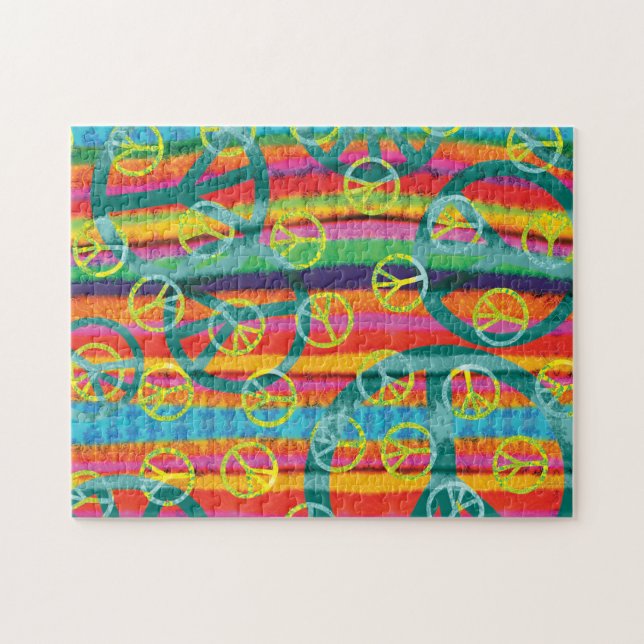 Friedensstifte Retro Rosa Gelb Türkis Wasserfarbe (Horizontal)