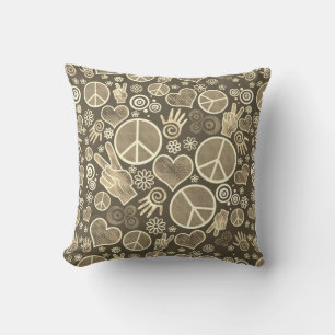 Friedenssymbol Hipster Pacifismus Zeichendesign Kissen