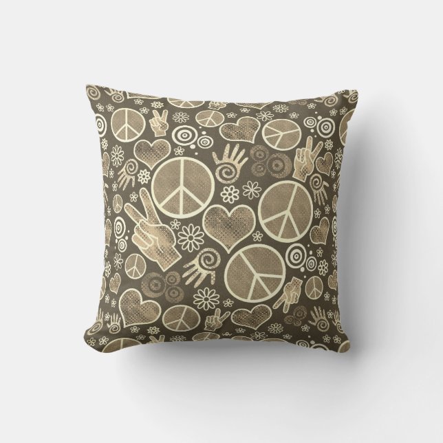 Friedenssymbol Hipster Pacifismus Zeichendesign Kissen (Vorderseite)