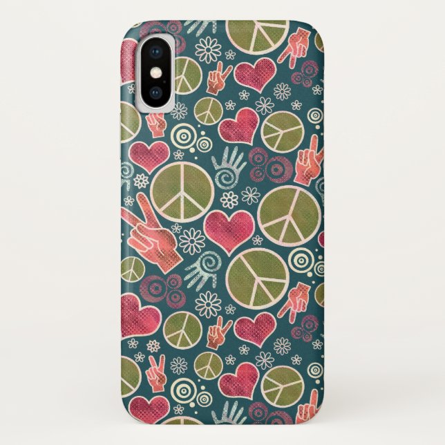 Friedenssymbol-Hipster-Pazifismus-Zeichen-Entwurf Case-Mate iPhone Hülle (Rückseite)