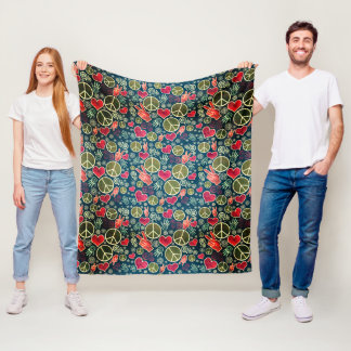 Friedenssymbol-Hipster-Pazifismus-Zeichen-Entwurf Fleecedecke