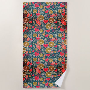 Friedenssymbol-Hipster-Pazifismus-Zeichen-Entwurf Strandtuch