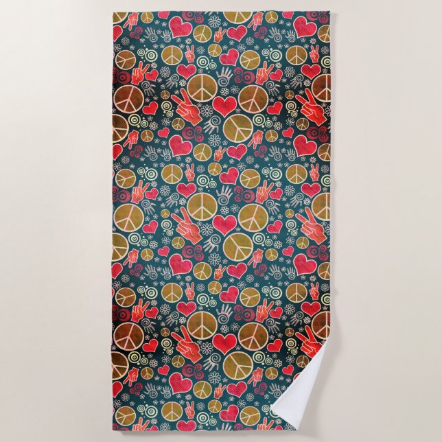 Friedenssymbol-Hipster-Pazifismus-Zeichen-Entwurf Strandtuch (Vorderseite)