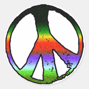 Friedenssymbol im Rainbow-Glitzer Runder Aufkleber