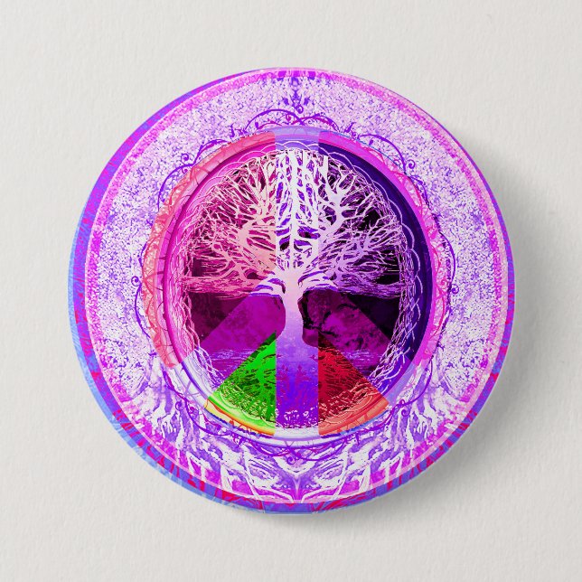 Friedenssymbol in den Regenbogen-Farben Button (Vorderseite)