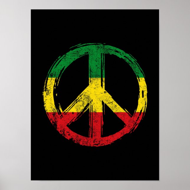 Friedenssymbol mit Reggae-Farben Poster (Vorne)