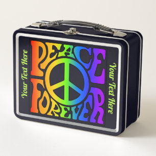 Friedenssymbol Vintage Retro Regenbogen Custom 1-s Metall Brotdose