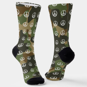 Friedenssymbol Zeichen Friedliches Grün Khaki Tarn Socken